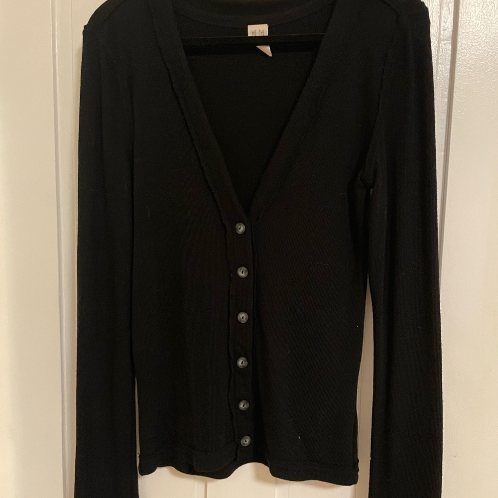 We The Free Black Button-Up Cardigan L